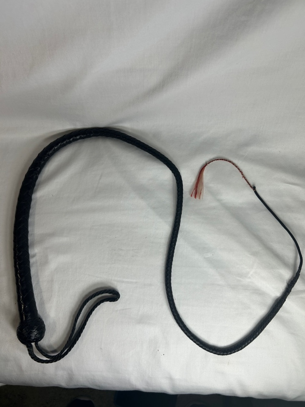 Black Braided Leather 46” Bedroom Bull Whip